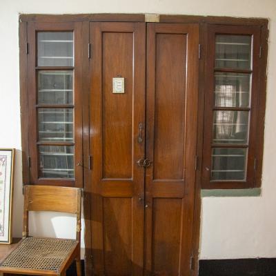 Double Swing Door With Adjacent Windows