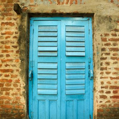 Exterior Door With Wooden Louvres1