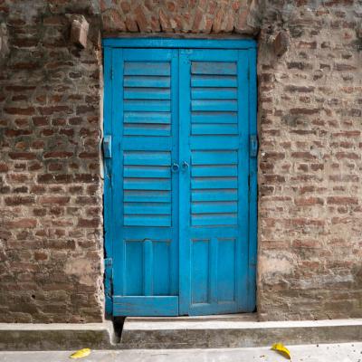 Exterior Door With Wooden Louvres